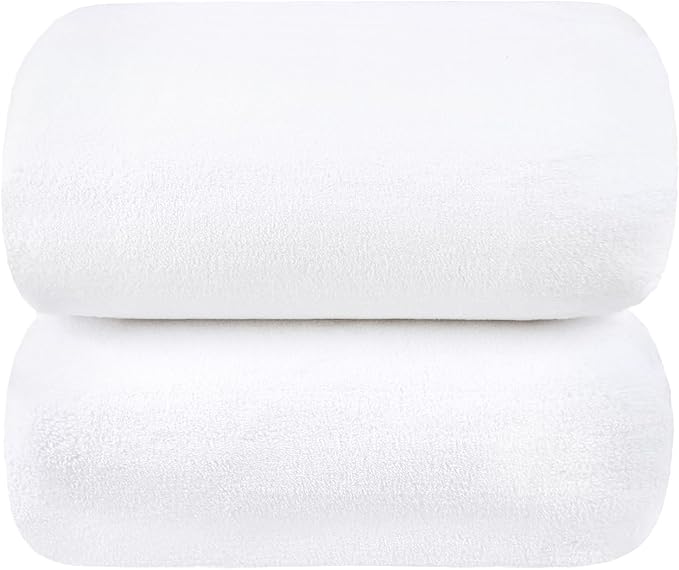JML Microfiber Bath Towels, Oversized Bathroom Towel 2 Pack 40" x 80", Super Absorbent and Fast Drying, Soft Large Microfiber Bath Sheet for Beach, Sport, Fitness, Yoga, White