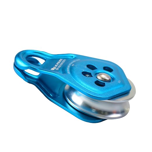 30kN Upgraded Rescue Single Pulley Sheave with Swing Plate,CE High Strength Pulley for Backyard Zipline, Climbing, Rock Rescue Lifting, Hauling, Fit Rope up to 13 mm/Holds Up to 6750lbs,Blue