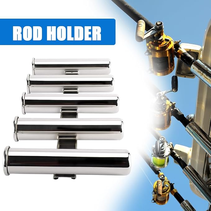 Deck-Mount Adjustable Fishing Rod Holder，Heavy Duty Top Mounted or Side Mounted Angle Removable Marine Stainless Steel Rotatable Rod Holder (S5)