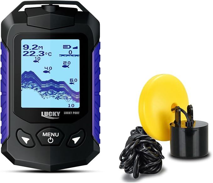 LUCKY Kayak Portable Fish Finder Transducer Handheld LCD Fishing Depth Finders Water Castable Boat Fish Sonar Boat Bank Ice Fishing FF168-T