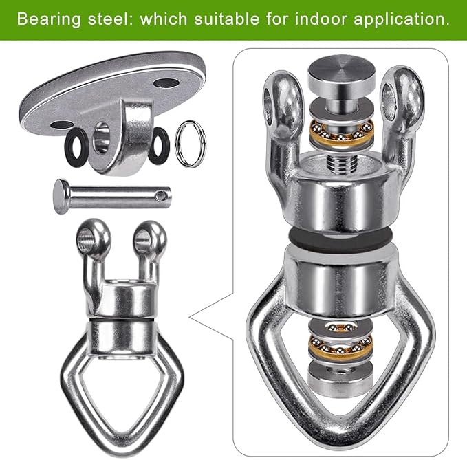 BeneLabel 2Pack Swing Hanger with Bearing Swivel 800LB Capacity Stainless Steel Aerial Silks Ceiling Mount Bracket Hammock Hardware for Swings, Hanging Chair, Aerial Hoop, Heavy Bag, Yoga Swing