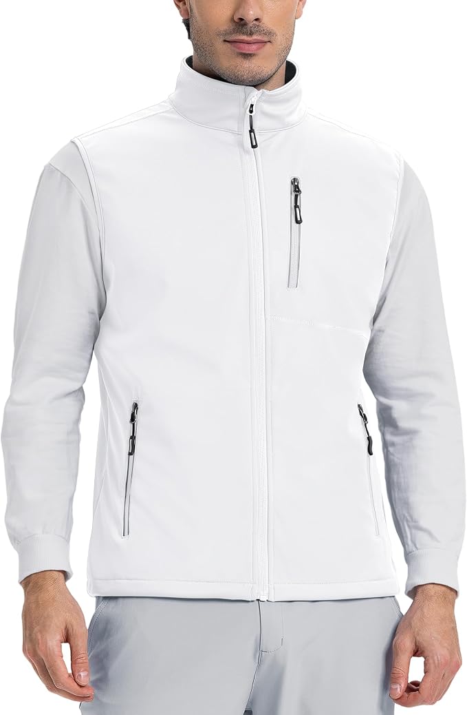Outdoor Ventures Men's Windproof Softshell Vest Outerwear Lightweight Sleeveless Jacket for Running Golf Hiking Travel