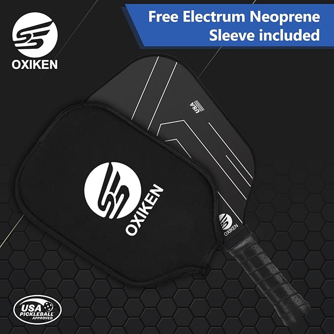 OXIKEN 16 mm Pickleball Paddles 2026 USAPA Approved T700 Carbon Fiber Pickle Paddle (CFS), High Grit & Spin, Honeycomb Core, 5.5” Elongated Handle, Anti Slip Sweat Absorbing Grip with Cover Case