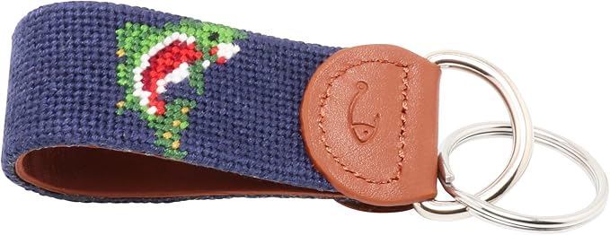 Leather Hand-Stitched Needlepoint Key Fob or Key Chain
