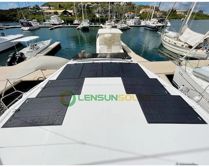 LensunSolar Flexible Solar Panel 130W 12V ETFE,42.9in x 23.2in Semi-Flexible Bendable Mono Solar Panel High Efficiency 130 Watt for RV Van Roof TopCamping Home Boat Marin