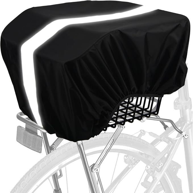 Bicycle Rear Rack Rain Cover with Reflective Strip Bike Trunk Rain Cover (35L Typ1 Black, 35L)