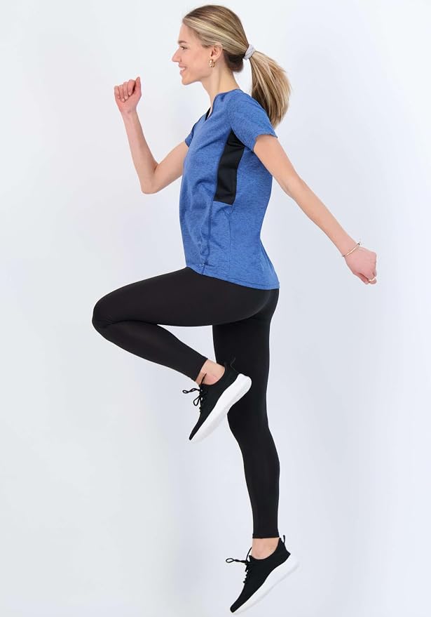 Real Essentials 5 Pack: Women's Short Sleeve T-Shirts Workout Tops Fitness Pilates Gym Activewear Athletic (Plus Available)
