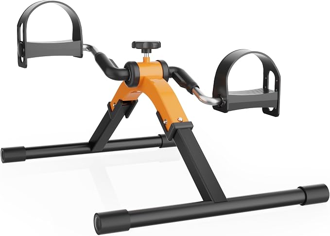 Folding Pedal Exerciser Mini Exercise Bike Under Desk Bike for Arms and Legs Workout, Portable Desk Bike Peddler Machine for Sedentary Officer & Seniors