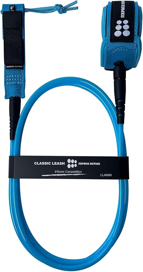 SIXPACK ACTION Classic Surfboard Leash, 6ft/7ft/8ft/9ft Pro Comp Surf Leash, Leg Rope with Superior Anti-Slip Cuff and Flexible Horn Connector