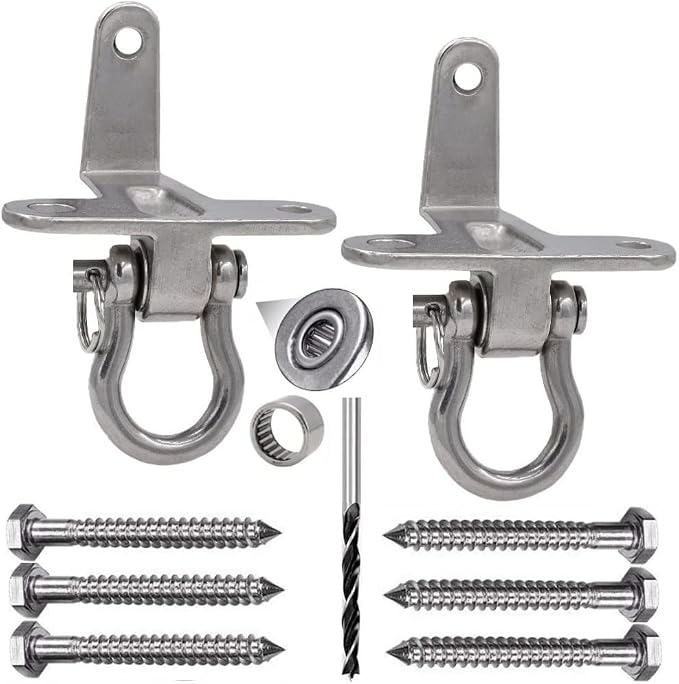 2-Pack Stainless Steel Swing Hangers, Anti-Rust Heavy Duty Hanger, Slient Bearing 180° Rotary Swing, 1500LB Wooden Concrete Playground Yoga Hammock Chair, Sandbag Porch Swing Frame