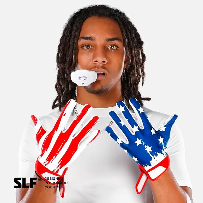 SLEEFS Football Receiver Gloves [1 Pair] - No Slip, Crazy Sticky Silicone Grip - Youth and Adult Sizes