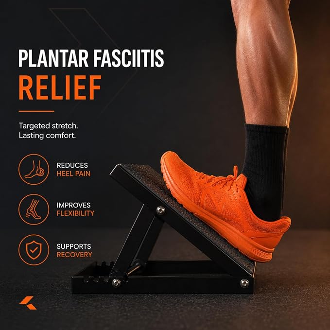 EXURA Slant Board for Calf Stretching & Plantar Fasciitis Relief, Adjustable Wide Metal Squat Wedge, Calf Stretcher for ATG Training, Knees Over Toes & Physical Therapy