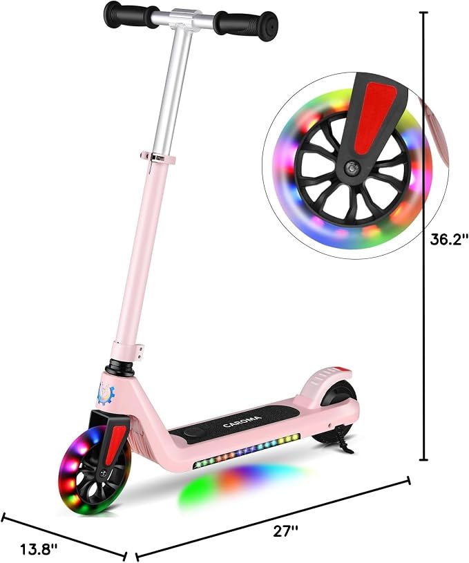 Caroma Electric Scooter for Kids Ages 6-14, 120W Motor & 15 Mph, 85 Mins Ride Time, Adjustable Height & Speed, LED Display, Kids Electric Scooter, Best Gifts for Boys & Girls