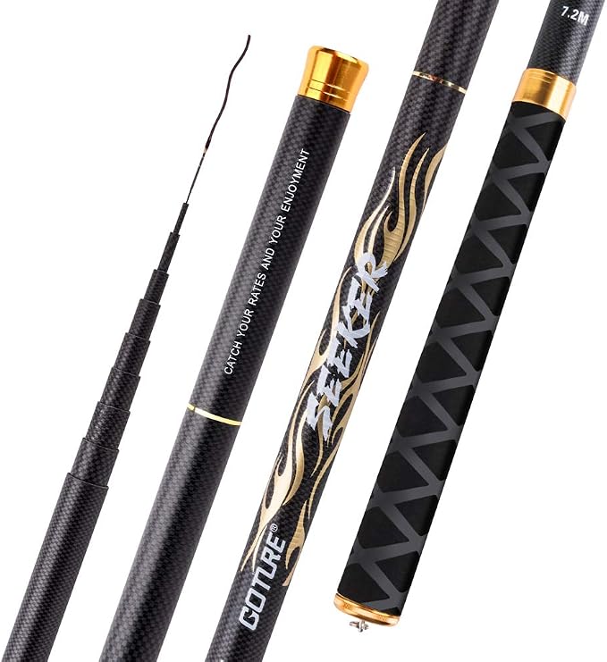 Goture Telescopic Tenkara Fishing RodPortable Hand Fishing Poles 12-24Ft | Reinforced ultralight blank resists cracking on hard runs; ideal all-round length for stream, pond & lake bank fishing