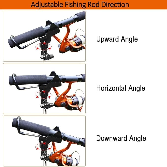 Aluminum Bank Fishing Rod Holder with 10 Fishing Bells - Heavy Duty Ground Spike Fish Pole Stand Rack for Shore, Surf, Beach Fishing - Great for Men
