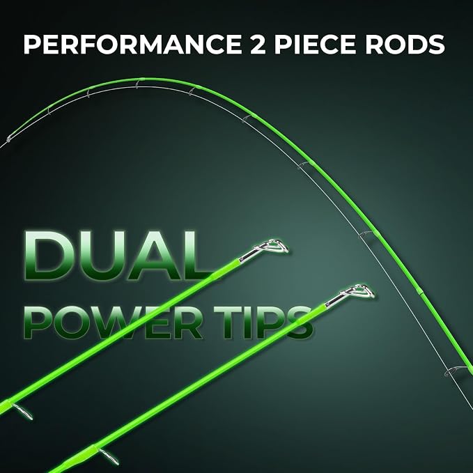 KastKing Zephyr Dual Tip Spinning & Casting Fishing Rods, Green | Lightweight IM6 Graphite Rod, Dual Tips Section for Different Powers, Built-in Hook Keeper, PTS Power Transition System