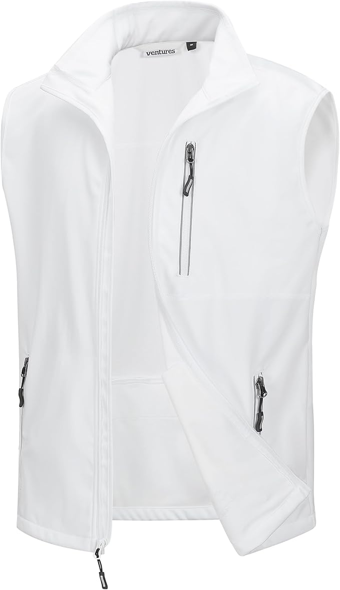 Outdoor Ventures Men's Windproof Softshell Vest Outerwear Lightweight Sleeveless Jacket for Running Golf Hiking Travel