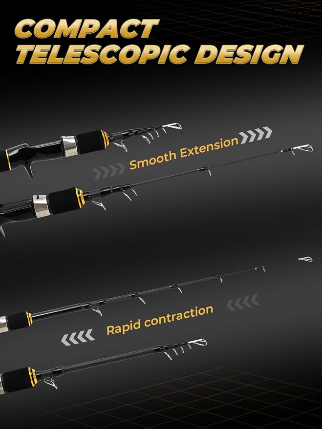 Jenseits 7FT Fishing Rod，Telescopic & 4-Piece Fishing Pole, Spin & Cast | 24T Carbon Fiber, Comfortable EVA Handle, Ceramic Guides, Bass, Trout, Catfish, Freshwater & Inshore，Fishing Gift for Men
