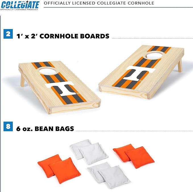 Wild Sports College Portable Size 1' x 2' Solid Wood Cornhole Set with Direct Print HD Team Graphics – Travel Size