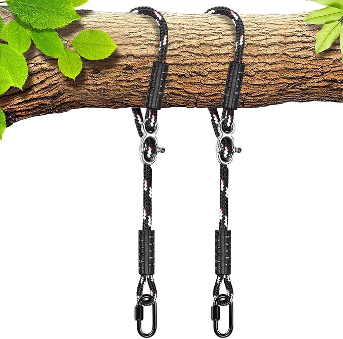 SELEWARE Tree Swing Rope Hammock Tree Straps Hanging Kit, Adjustable Rope Fast & Easy to Hang Hammock Chair Swing for Indoor Outdoor Tree Branch Camping Playground Accessories (Black, 3ft, 2 Pack)