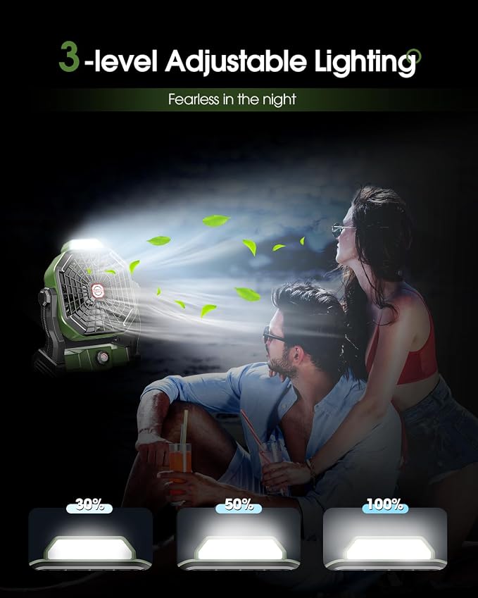 Solar Powered Fan,【Max 40H Runtime】Rechargeable Solar Camping Fans & Led Lantern,8-inch Portable Fan with Solar Panel,Battery Operated Powered Outdoor Tent Fans for Camping Essentials Accessories