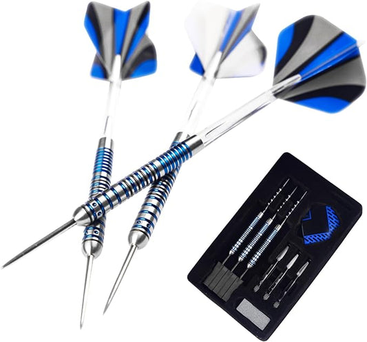 Formula Sports 90% Tungsten Steel Tip Darts Set - Professional Darts Metal Tip Set Available in 21g/22g/23g/24g, with Aluminum Shafts, Tungsten Barrels, Extra Flights, Sharpener
