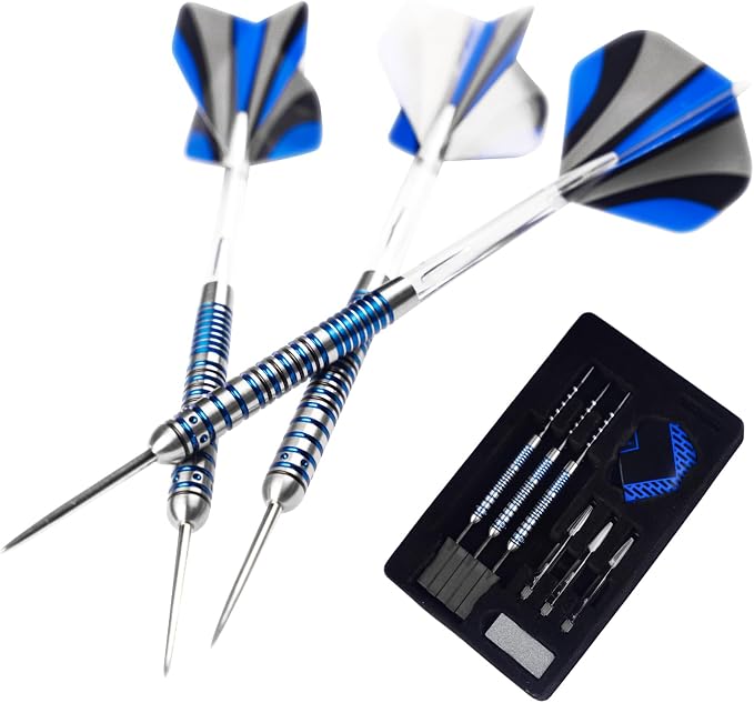 Formula Sports 90% Tungsten Steel Tip Darts Set - Professional Darts Metal Tip Set Available in 21g/22g/23g/24g, with Aluminum Shafts, Tungsten Barrels, Extra Flights, Sharpener