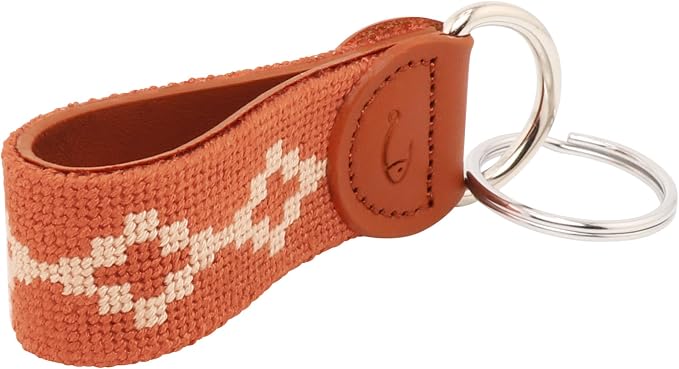 Leather Hand-Stitched Needlepoint Key Fob or Key Chain