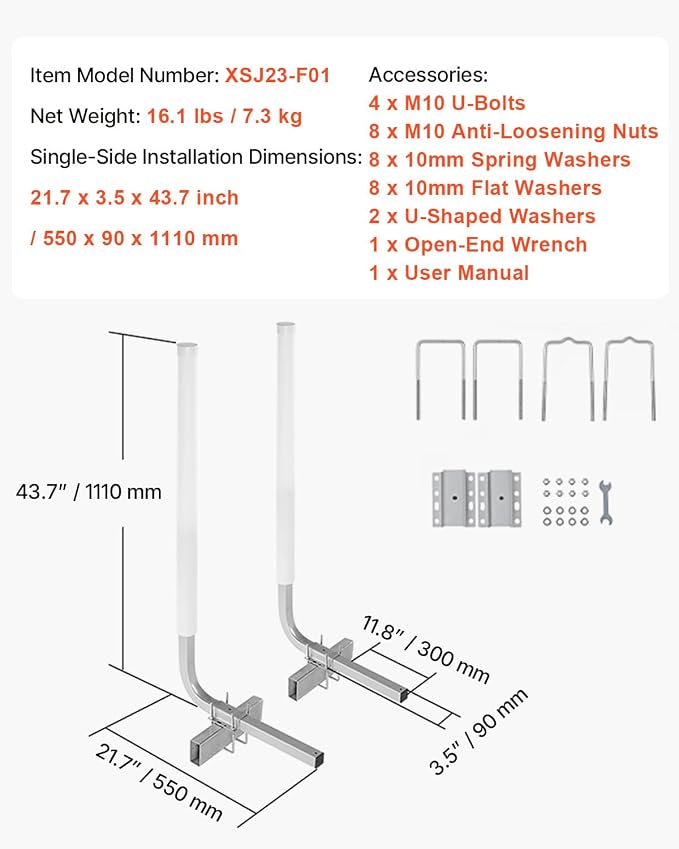VEVOR Boat Trailer Guide, 16.7"- 60″ Adjustable Design Trailer Guide Poles, 2PCS Trailer Guide-Ons for Ski Boat, Fishing Boat or Sailboat Trailer
