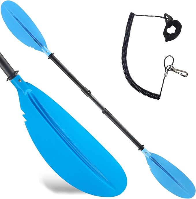Kayak Paddles with Paddle Leash, Kayaking Oars 70in/178cm-97in/246cm Kayaking Canoeing Boating for Surfing Oar Fishing Lightweight Paddling Blades Kayak Paddles for Adults Heavy-Duty and Durable