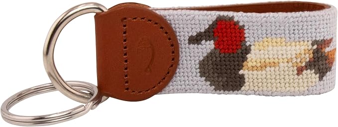 Leather Hand-Stitched Needlepoint Key Fob or Key Chain