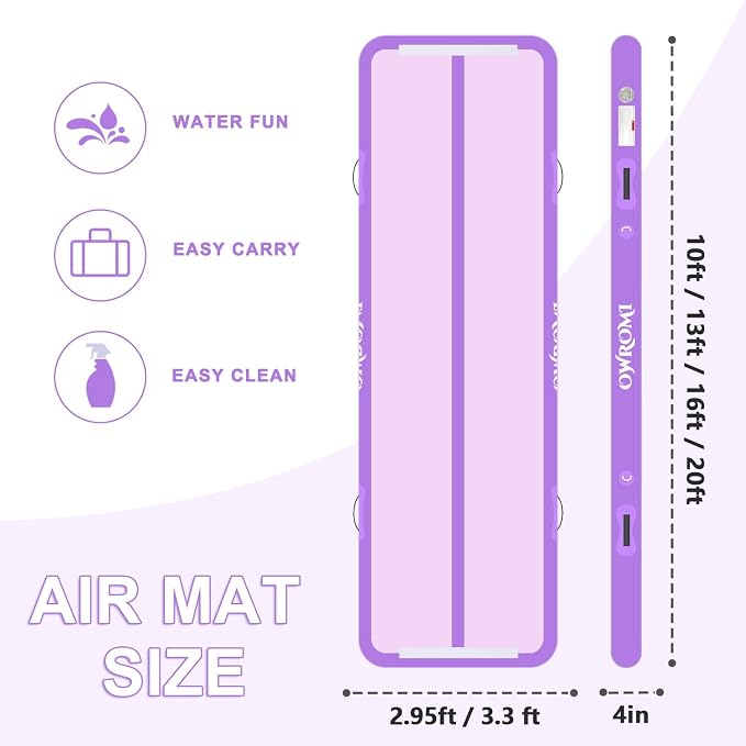 Inflatable Air Gymnastics Mats for Tumbling, 10ft/13ft/16ft/20ft Tumble Track Tumbling Mats for Kids, 4/8 Inches Thick Training Mat with Electric Pump Gymnastics Equipment for Kids Mat