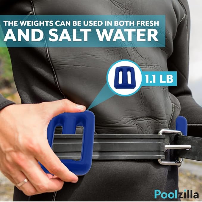 Poolzilla Vinyl Diving Weight for Scuba Diving, Durable Lead Weight with Slits for Placement Along Belt, Comes in 1.1LB(0.5KG) or 2.2LB(1KG) Sizes