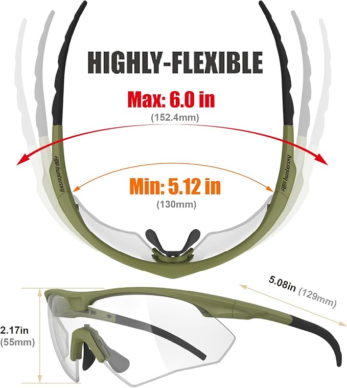 HTS HUNTERSKY S53 Anti Fog Tactical Shooting Range Safety Glasses ANSI Z87.1 Ballistic Eye Protection Hunting Airsoft Riding