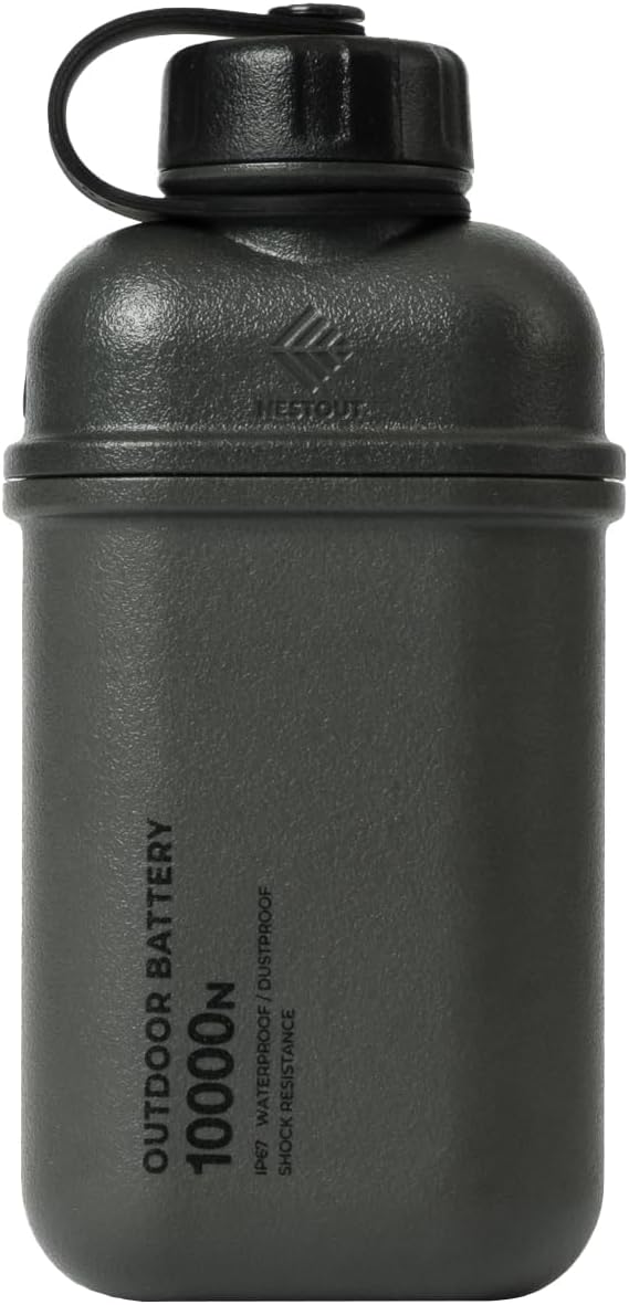 NESTOUT Rugged Power Bank, 10000mAh Outdoor Battery Charger, 20W USB-C Fast Charging PD, Waterproof IP67, Durable Shockproof, Battery Pack for iPhone Hiking Travel Camping (Olive Green, 10000mAh)