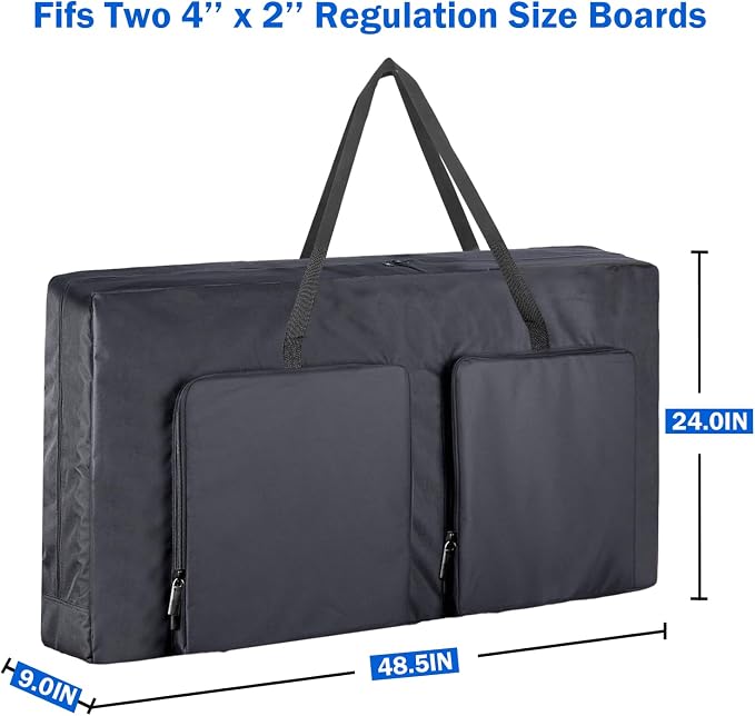 ZKOO Cornhole Carrying Case Fits 4' x 2' Regulation Size Board, Heavy-Duty 600D Cornhole Boards Bag with Extra Pockets for Cornhole Outdoor Games