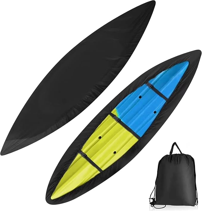 Kayak Cover,420D Heavy Duty Waterproof & UV Resistant Kayak Covers for Outdoor and Indoor Storage,Tear and Fade Resistant Canoe Cover (Black, XL (For 13.8-15ft kayak))