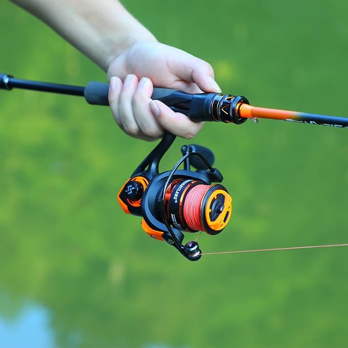 Sougayilang IM6 Graphite Fishing Rod – 2-Piece Casting & Spinning Rod, Stainless Steel Guides with Zirconium Rings, EVA & SuperPolymer Split Handle,Hook Keeper for Bass Walleye Pike