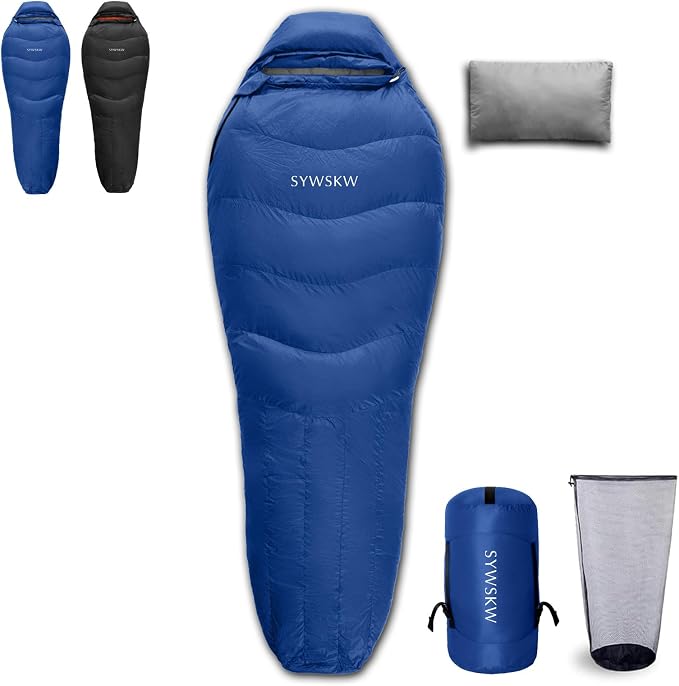 Down Sleeping Bag with Pillow for Backpacking,15℉ 5℉ 0℉ Wide Down Sleeping Bag (86.6 in x 33.5 in) for Adults,Youth Camping and Hiking Outdoor with 680FP Duck Down