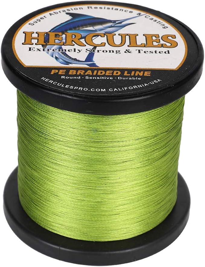 HERCULES Cost-Effective Super Strong 4 Strands Braided Fishing Line 6LB to 100LB Test for Salt-Water, 109/328 / 547/1094 Yards (100M / 300M / 500M / 1000M), Diam# 0.08MM - 0.55MM, Hi-Grade