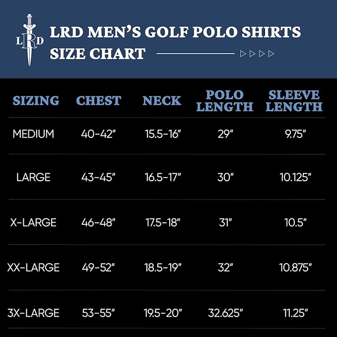 LRD Golf Shirts for Men UPF 50 Moisture Wicking Short Sleeve Polo Shirt