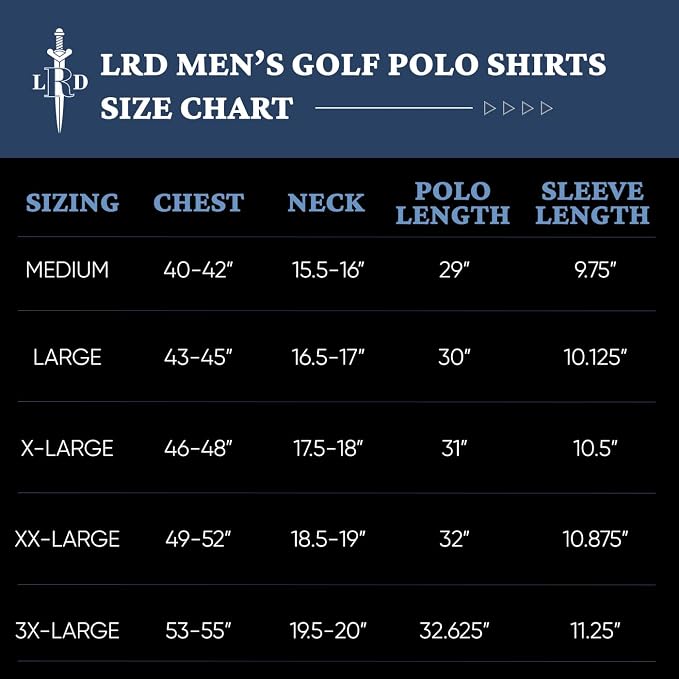 LRD Golf Shirts for Men UPF 50 Moisture Wicking Short Sleeve Polo Shirt