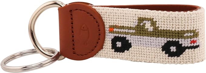 Leather Hand-Stitched Needlepoint Key Fob or Key Chain