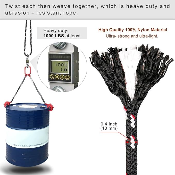 SELEWARE Hammock Straps, 4ft Tree Swing Rope for Hammock Chair Hanging Kit, Extension Rope with Carabiner for Indoor Outdoor Playground Tree Swings Camping Hammock Accessories (Black, 2 Pack)