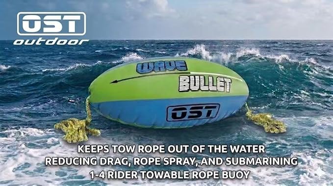 Towable Tube Ball with Tow Rope, Inflatable Tow Rope Float for Water Sports, Reduce Spray & Drag, Improves Tow Rope Visibility, 60 ft Rope with 4,100 lb Break Strength