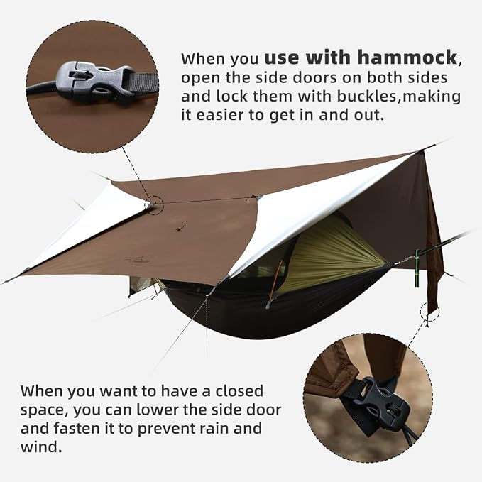 Camping Hammock with Mosquito Net and Tent Tarp, Lightweight Portable Hammocks for Outside, Hiking, and Travel