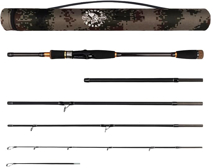 Rigged and Ready Predator Series Spin & Baitcast Travel Fishing Rods. Unique Spin Cast Micro Trigger. Compact Hi-Carbon Rods. 4 Rod Sections, 2 Tips, + case. Mobile Lure Rod Anglers. Fresh & Saltwater