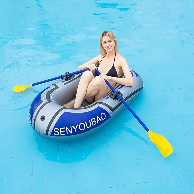 ptlsy Inflatable Boat,Swimming Pool and Lake Inflatable Boat with Electrical Air Pump and Oars (2 Boats)