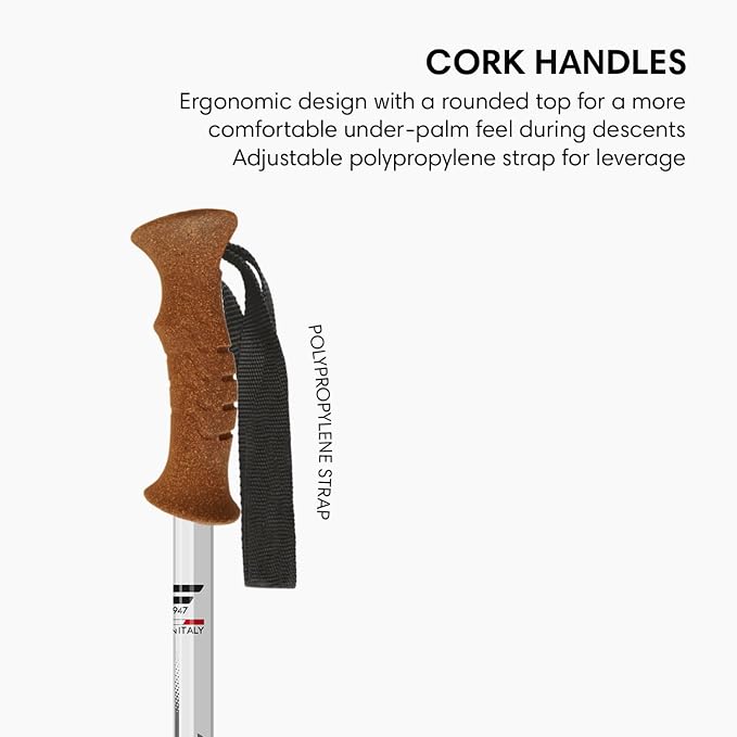 Fizan Tierra Trekking Poles – 8 oz, Ultralight, Backpacking, Thru Hiking Poles, Adjustable, Collapsible, Customized Fit, Cork Grips, Aluminum Walking Sticks