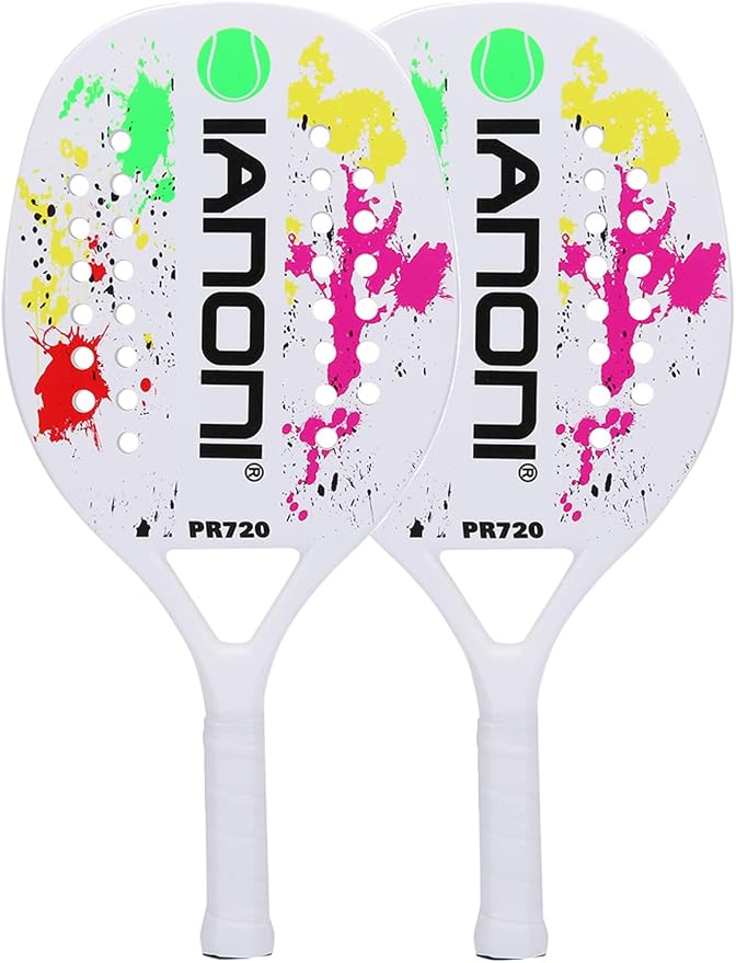 ianoni Beach Tennis Racket,Carbon Fiber Grit Face with EVA Memory Foam Core Beach Tennis Racket